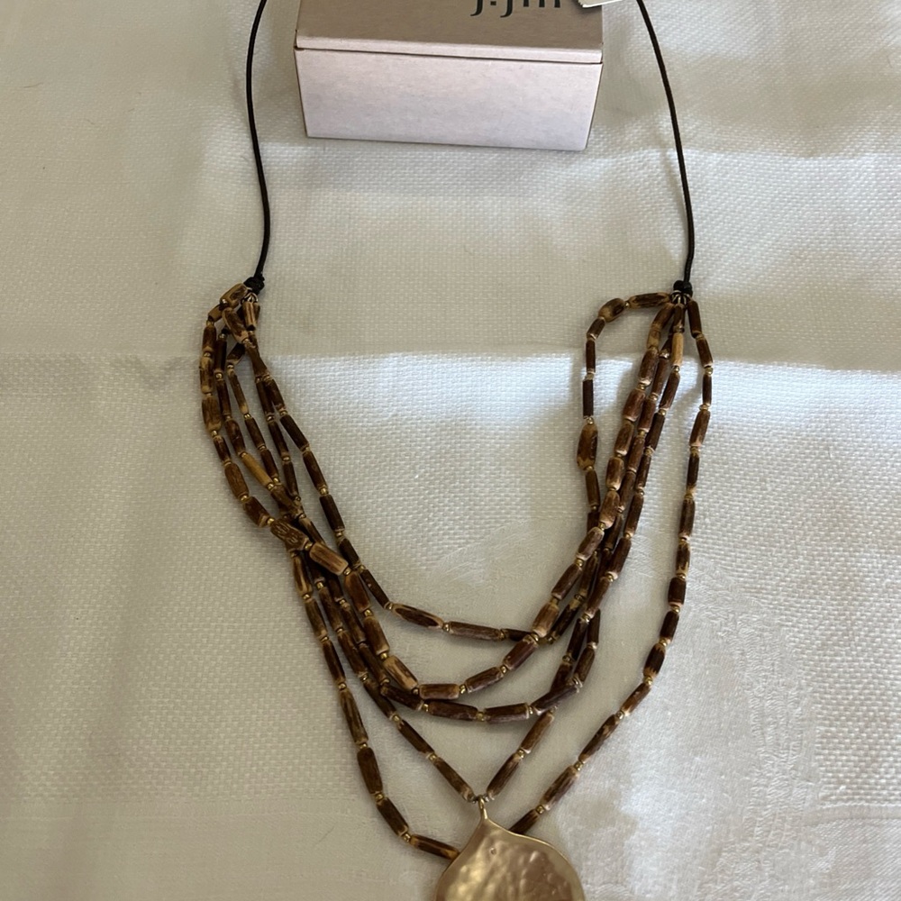 J. Jill Island Delight Multi-Strand Layered Necklace with Gold Pendant NWT